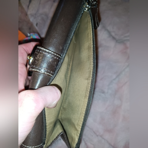 Coach Silver Buckle Leather Brown & Tan Wallet - Picture 5 of 16